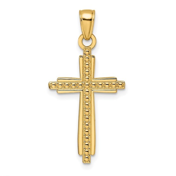 14K Polished & Textured Fancy Cross Pendant,All Products : American Fashion Style Bags On Sale
